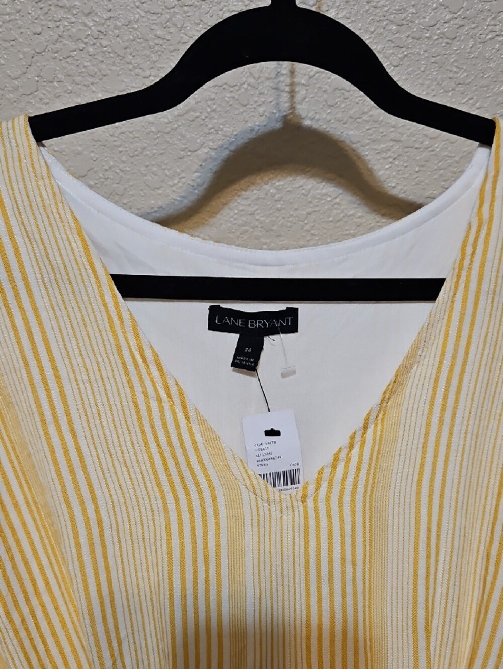 Lane Bryant Soft Yellow Striped V-Neck Midi Dress - Picture 4 of 9